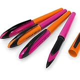 Uni-Ball Air – 0.5mm Rollerball - Pink and Orange Barrel - Black Ink – Pack of 4 - UBA-188E-M