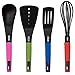 HULLR 7-Piece Kitchen Utensils Cooking Set - Spaghetti Server, Egg Whisk, Turner, Server, Soup Ladle, Solid & Slotted Spoon.
