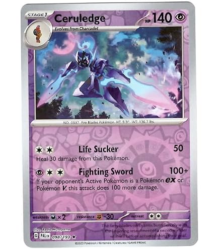 Pokemon Ceruledge Ex 036/191 – SV Surging Sparks Half Art Card, Holo Rare, NM