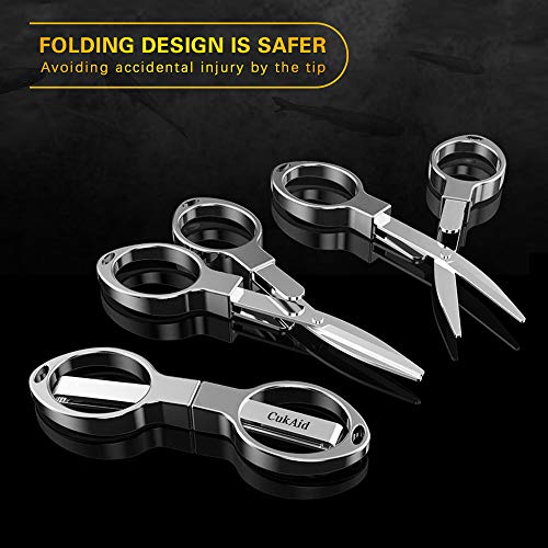 CUKAID Folding Safety Scissors - Comfortable Zinc Alloy Grip Sharp Titanium Blade, 2-Pack