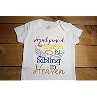 Embroidered Bodysuit Handpicked for Earth by my Sibling in Heaven Baby Shower Gift Hand Picked Bodysuit Blue