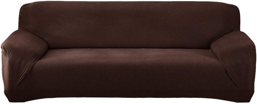 Hengwei Sectional Sofa Cover Stretch Couch Slipcover 1 Pcs DIY (Buy 2/3 for L / U Shape Sofa)-Soft Polyester Fabric Form Fit Furniture Protector for Kids Pets Home Gift(Brown,B-4 Seat 90-118in)