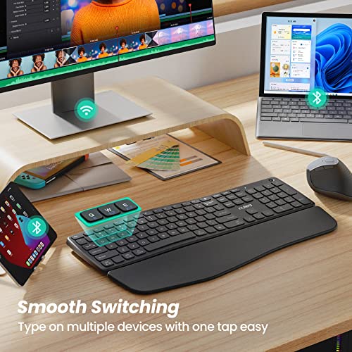Nulea Ergonomic Wireless Keyboard, Curved Keyboard with Detachable