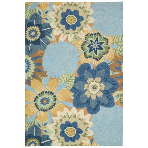 Nourison South Beach Aqua Rectangle Area Rug, 5Feet by 7Feet 6Inches