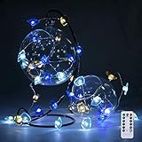 Anpro 13 Ft 40 LED Decorative String Lights, Sea Glass Beach Decor Theme Battery Operated Remote for Indoor and Outdoor IP44 Waterproof for Beach Party Festival Birthday and Bedroom Decoration