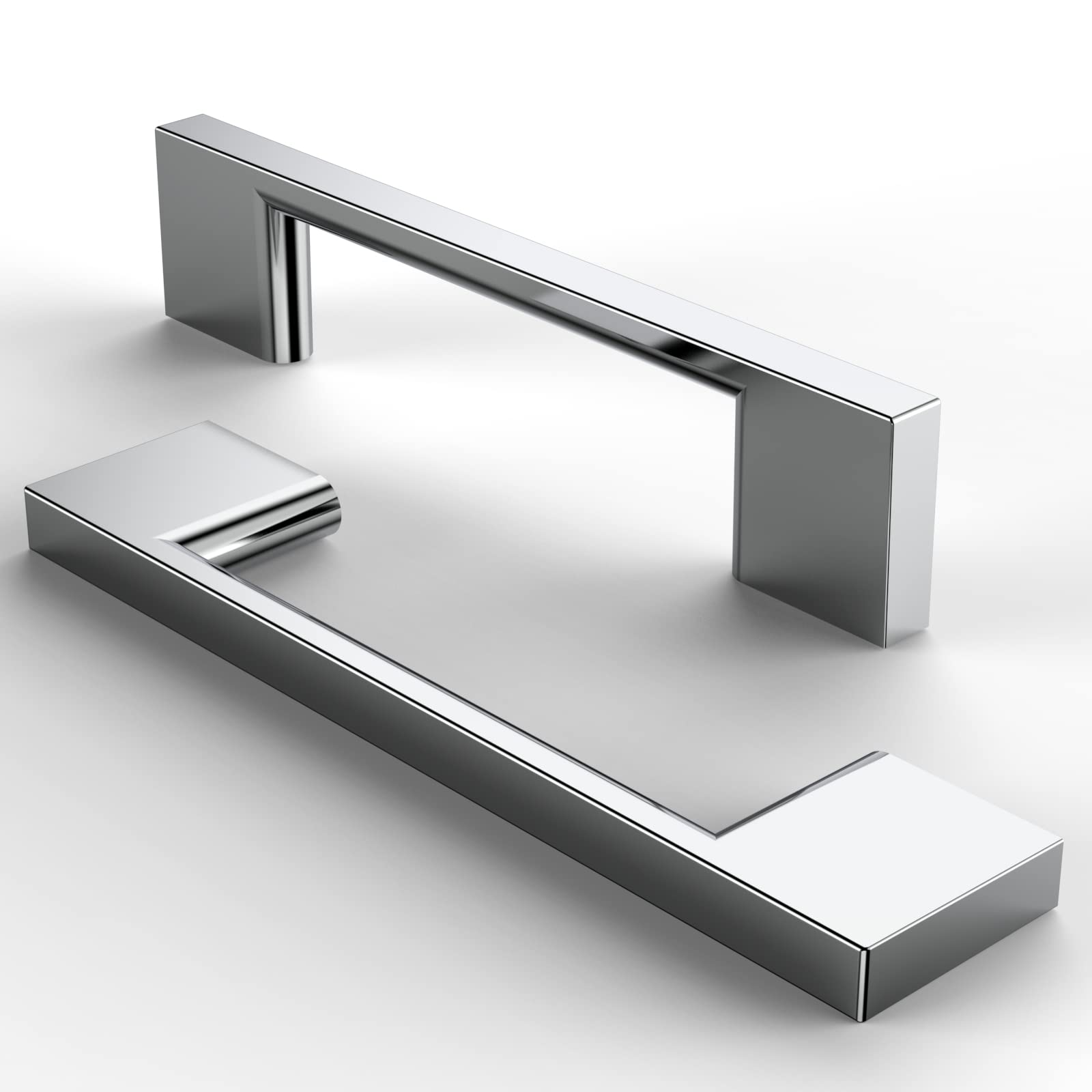 FURNIWARE Pack of 5 Furniture Handles, Cupboard Handles, Kitchen Handles, Chrome-Plated Furniture Drawer Handles, Handles for Kitchen Cabinets, Cupboards, Furniture Handles, Drawer Handles, 96 mm Hole