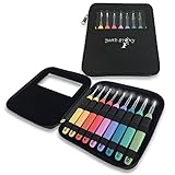 Lighted Crochet Hooks with Case Value Pack 9/pkg Set and Bonus Seam Ripper Lighted - LED Lite Hooks - Ergonomic Needles for Arthritic Hands & Organizer. Set of 9 Hooks Size 2,5mm to 6,5mm (Black)
