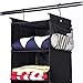 MAX Houser 5-Shelf Hanging Closet Organizer,Space Saver, Cloth Hanging Shelves with 4 Side Pockets,Foldable, Black