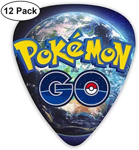 GUITARARAR Pokemon Toy Go Guitar Picks 12pack Celluloid Plectrum Custom 0.46mm/ 0.71mm/ 0.96mm for Electric Acoustic Guitars Bass Best Stocking Stuffer Gifts for Kids Teens Adults
