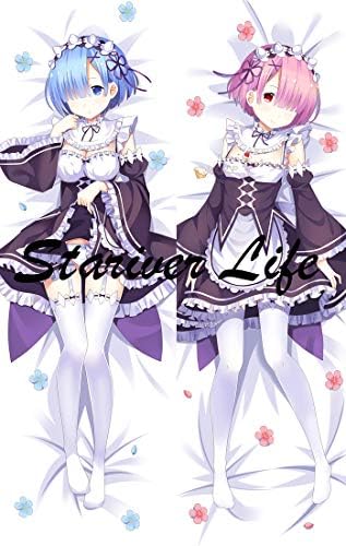 Stariver Life Anime Re Zero Hugs Pillow Case Hug Pillow Cover Manga Cosplay Long Hugging Body - Peach Skin Microfiber Pillowcase 19.6" x 59"