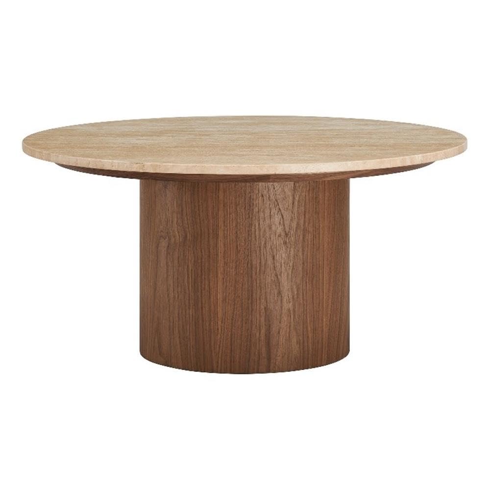 Photo 1 of (Just Table Top).........Modway Kioni Round Travertine Coffee Table in Walnut