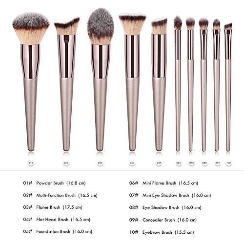 Luxury 10Pcs Champagne Makeup Brushes Set For Foundation Powder Blush Eyeshadow Concealer Lip Eye Make Up Brush Cosmetics Beauty Tools - Champagne 4 Luxury 10Pcs Champagne Makeup Brushes Set For Foundation Powder Blush Eyeshadow Concealer Lip Eye Make Up Brush Cosmetics Beauty Tools - Champagne