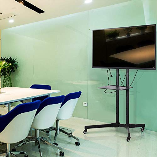 go2buy Mobile TV Cart Mount Stand for 32 to 65 Inch LED LCD Plasma Flat Screen Panels with Storage Shelves on Wheels