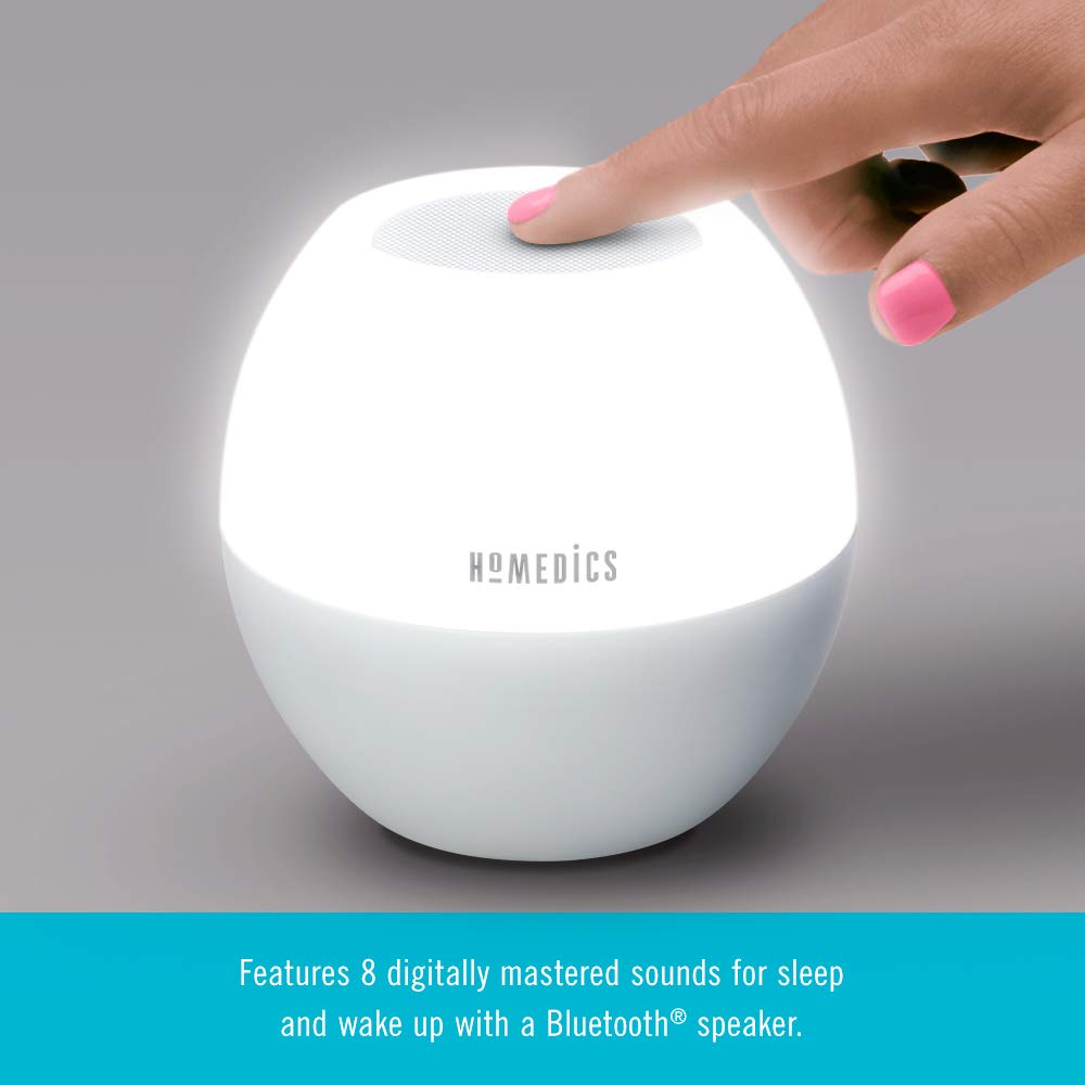 Homedics Sound Machine for Adults or Babies, White Noise Sound Machine with a Sunrise Alarm Clock, Bluetooth Speaker, Night Light with 7 Colors and Auto-Shut Off