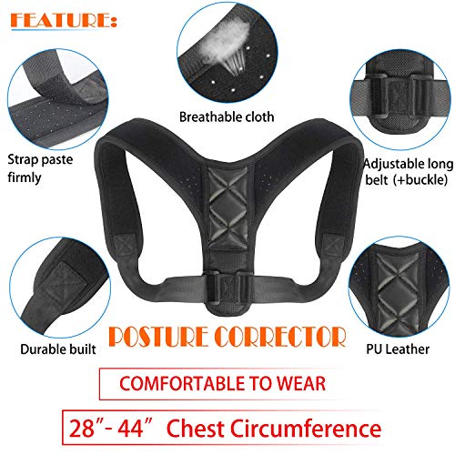 LeBoLike Posture Corrector for Men and Women - Adjustable and Comfortable Upper Back Brace for Clavicle Support and Providing Pain Relief from Neck Back and Shoulder (Universal)