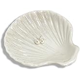 Ring Dish Shell Shape Ceramic Jewelry Dish Tray, Decorative Trinket Dish Organizing Rings Earrings Necklaces Keys, Mothers Da