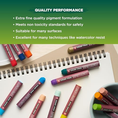 SAKURA Cray-Pas Expressionist Oil Pastel Set - Soft Oil Pastels for Artists - 12 Colors