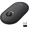 Logitech Pebble M350 Wireless Mouse with Bluetooth or USB - Silent, Slim Computer Mouse with Quiet Click for Laptop, Notebook, PC and Mac - Graphite (Renewed)
