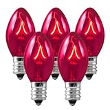 25 Bulbs C7 - Pink Transparent - 7 Watt - Candelabra Base - Christmas Lights - HLS C77WPNK