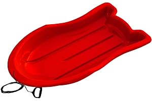 ERA GROUP Era 37-inch Booster Adventurer Sled with Tow Rope — 1 Rider Kids' Plastic Toboggan, Red