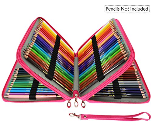 Miraclekoo 120 Slots PU Leather Pencil Holder Pencil Case Large Capacity Multi-layer Pencil Bag (ROSE)