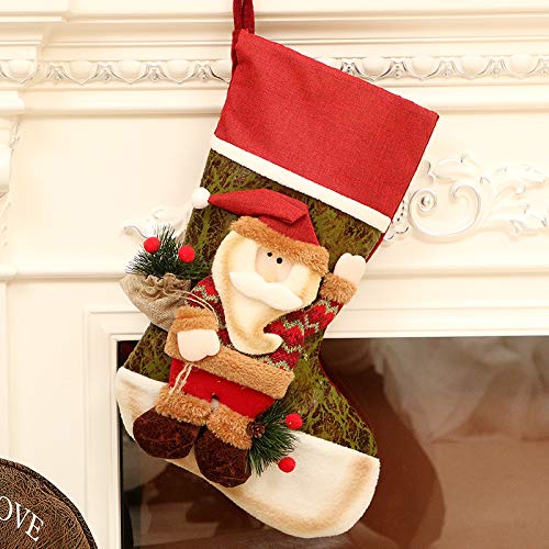 byou Christmas Stockings Linen Xmas Hanging Bags Gift Large Opening Treat Bag for Christmas Tree Fireplace Wall. Decorations