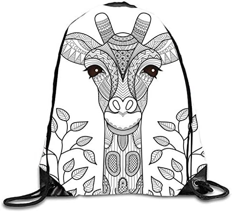ERCGY Personality Giraff Coloring Gym Drawstring Shoulder Bag Backpack