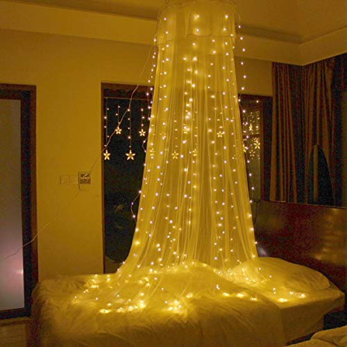 TOFU LED Window Curtain String Light with 8 Modes Remote 300LED 9.8ft×9.8ft Bed Canopy with Lights Twinkle Curtain Light Christmas Decorations, Wedding, Home, Patio, Waterproof Indoor Outdoor