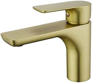 Grifo Grifo de baño de oro cepillado Grifo de lavabo de latón macizo