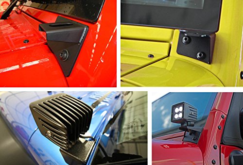 iJDMTOY 40W High Power CREE LED Pod Lights w/ Front Windshield A-Pillar Panel Mounting Brackets For 2007-2017 Jeep Wrangler JK