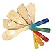 Colorful Bamboo Cooking Utensils - Wooden Serving Set | 5 Piece Utensil Set | Non Stick Wood Spoon & Spatula Gadgets For Kitchen | Cute Gift For Chefs