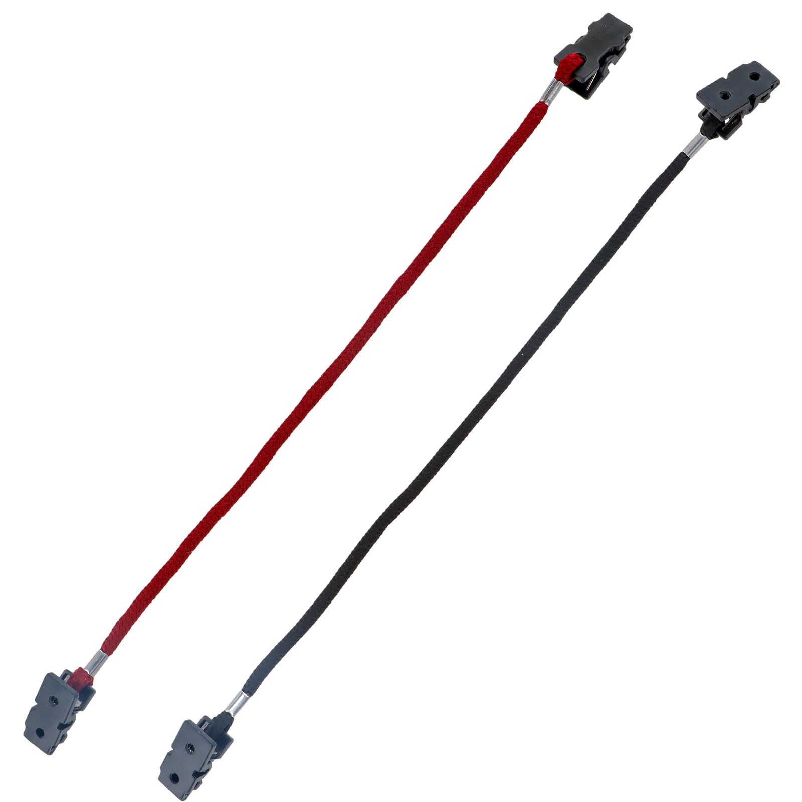 PTJJXA 2 Pcs Hat Windy Clips, 30cm Cap Retainer Clip Apparel Keeper, Fishing Hat Wind Lanyard Cord, Hat Strap Clips for Boating Climbing Hunting Hiking Sailing Golfing, Black and Red (A)