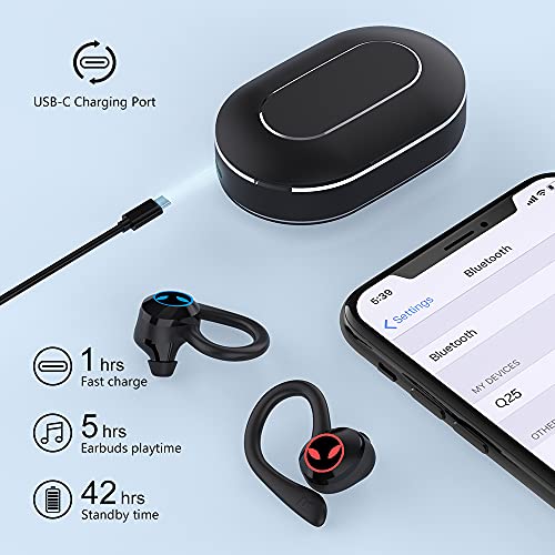 Cuffie Bluetooth, Auricolari Bluetooth 5.1 Sport Cuffie Senza Fili, IPX7 Impermeabile Running Cuffie Wireless In Ear Riduzione Rumore con Mic, Ricarica Rapida USB-C, 42 Ore di Riproduzione per Correre