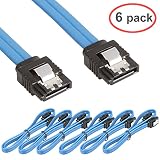 LINESO 6 Pack Straight SATA III Cable 6.0 Gbps 18 Inches (Blue)