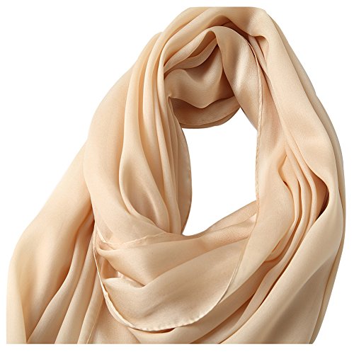 Bellonesc Silk Scarf 100% silk Long Lightweight Sunscreen Shawls for Women (cream colored) - Thumbnail 3