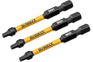 DEWALT FLEXTORQ Square #1 Bits 3Pk, Robertson 1/4 x 2-1/4in for Impact Drivers & Drills, Hex Shank (DWAF2SQ1IR3)