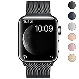 BRG Apple Watch Band, Stainless Steel Mesh Milanese Loop with Adjustable Magnetic Closure Replacement iWatch Band for Apple Watch Series 3 Series 2 Series 1 Nike+ Sport Edition 42mm Black