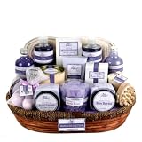 Bath Body Shower Spa Gift Basket - Lavender Vanilla - Easter or Mothers Day Gift Idea for Her