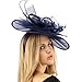 Big Kentucky Derby Feather Floral Organza Headband Fascinator Cocktail Hat Navy