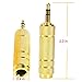 Devinal Professional 3.5mm 1/8 inch Plug to 6.35mm 1/4 inch Jack Gold Plated Audio Stereo Adapter Converter for Headphone, Audio Earphone, Microphone (5 Pack)