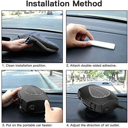 Car Heater, Portable Auto Electronic Heater Fan Fast Heating Defrost 12V 150W Car Defrost Defogger, Plug Adjustable Thermostat in Cigarette Lighter, 2 in 1 Heating/Cooling Function 3-Outlet (Black)