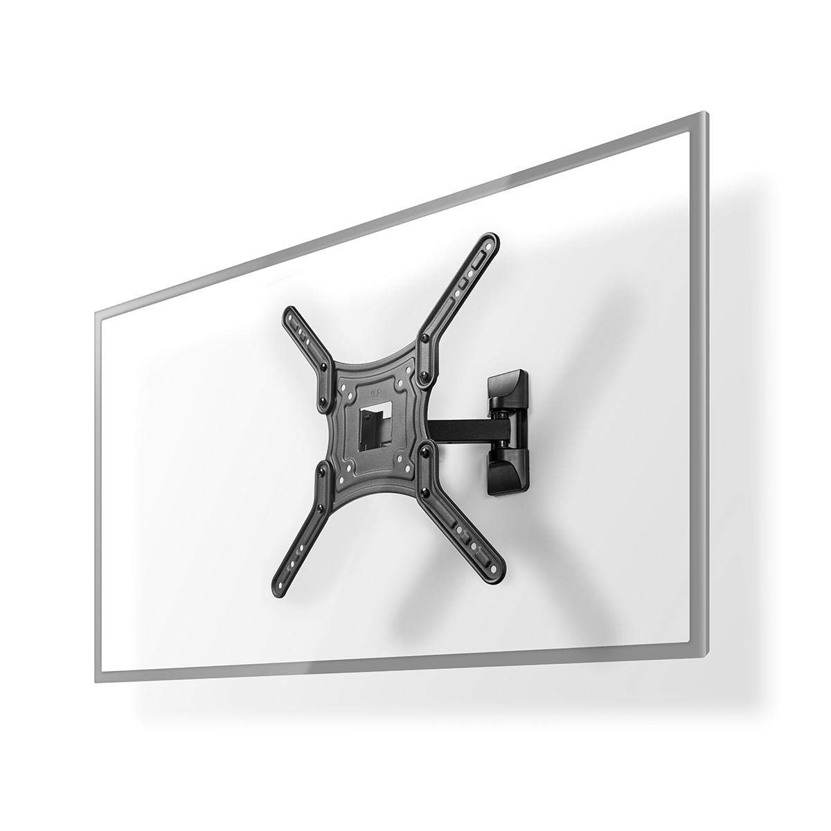 Nedis Full Motion TV Wall Mount, Fits 23-55 Inch Screens, Supports VESA 100x100 to 400x400, Tilt 20°, Swivel and Rotate 180°, Includes Installation Materials and Manual