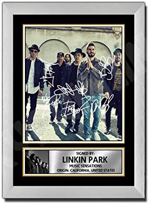 A4 SILVER FRAMED LINKIN PARK 1 Signed by Autographed Poster Print | Wall Art | Photo | Signature | Autograph Image | GIFT