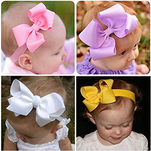 WillingTee 30 Pieces 4.5 Inch Boutique Grosgrain Ribbon Hair Bows Baby Girls Big Hair Bows Headbands for Baby Girls Infants Toddler Kids Teens and Children