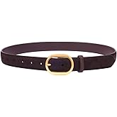 Womens Leather Suede Belt Brown Waist Belt for Casual Dress Jeans Ladies Genuine Leather Gold Buckle Belt