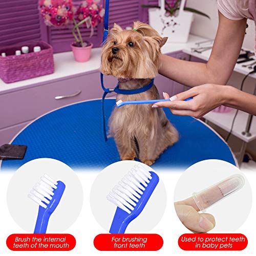 SourceTon Set of 15, Pet Toothbrush Set, 5 Dual Headed Toothbrush Dog Toothbrush and 10 Finger Toothbrush, for Dental Care of Dog & Cat