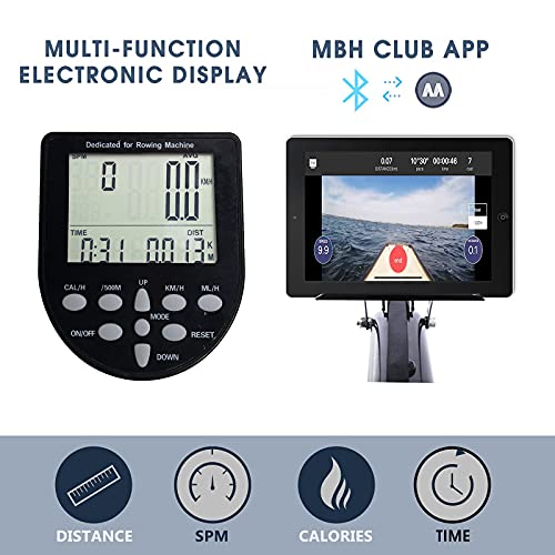 MBH Fitness Water Rowing Machine for Home Use, 330 lbs Capacity Water Resistance Rower with