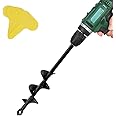 VUIYA Garden Auger Drill Bit, Plant Transplant Rapid Planter, Auger Spiral Bit for Bulbs Bedding Tulips Iris Flower Composting Umbrella Hole Digger - 3/8” Hex Drive Drill (1.6 x 9 inch and 50 Label)