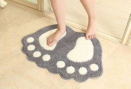 Badematte Badteppich aus Mikrofaser Anti Rutsch Fußspur Design Badezimmerteppich Weiche Badevorleger für Badezimmer Kinderzim