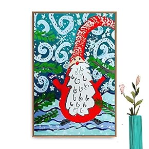 Framed Christmas Santa Claus Home Artwork for Living Room Bedroom